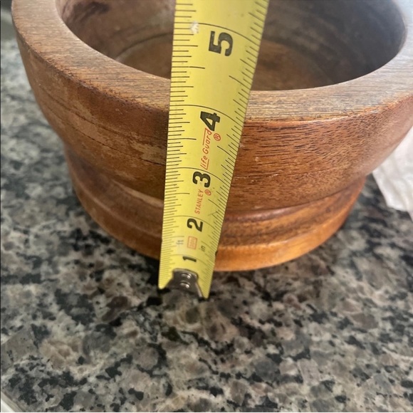 Round wooden rustic vintage footed bowl - Picture 4 of 6